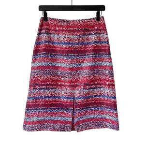 Tory Burch Brilliant Red Mouline 100% Silk A-Line Skirt Size 2